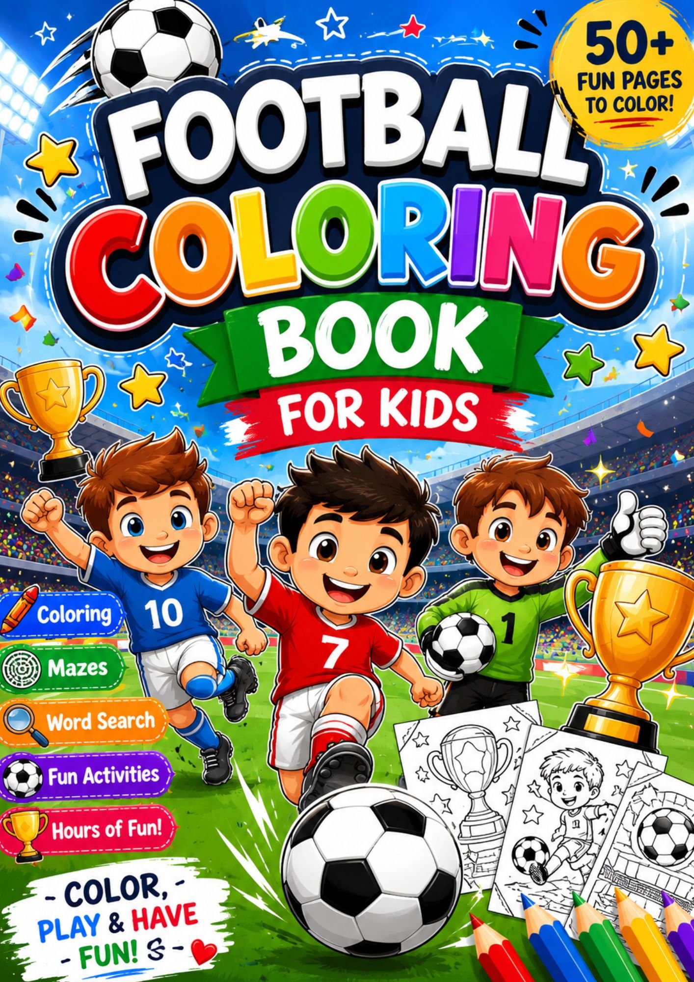 Football Coloring Book for Kids – 50 Printable Pages
